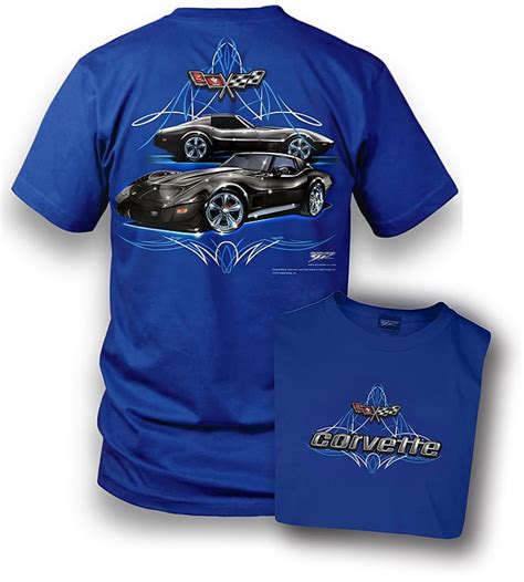 Wicked Metal Corvette Shirt Pinstripe Corvette C3 Shirt Blue