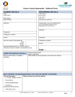 Carer Referral Friendsaction Co Doc Template Pdffiller