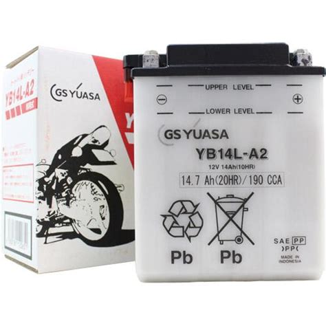 Gsユアサジーエスユアサ バイク Yb14l A2 開放式バッテリー Cxカスタム｜ft400500｜cb650｜cb750f