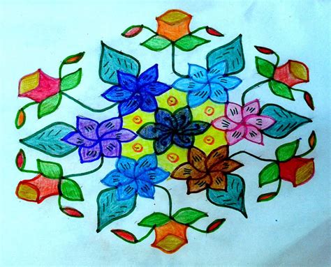 Colourful Rangoli Patterns with Dots: 17 to 9 dots and 17 to 17 dots ...