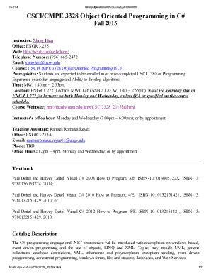 Fillable Online CSCI CMPE 3328 Object Oriented Programming In C Fax