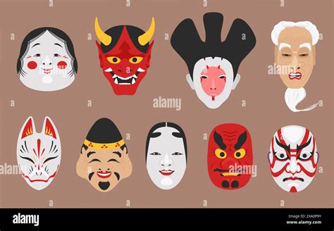 Kabuki Masks Japanese Medieval Noh Theatrical Mask Demon Face Asian