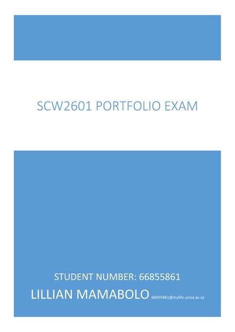 SCW2601 EXAM Social Work Law STUDENT NUMBER 66855861 LILLIAN