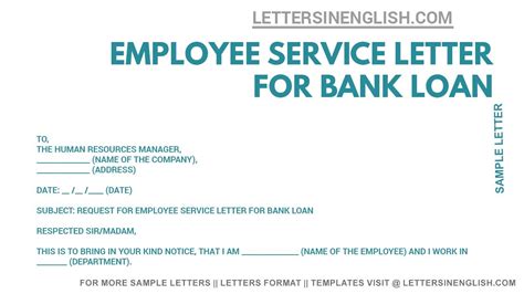 Employee Service Letter For Bank Loan Request Letter To Hr Regarding