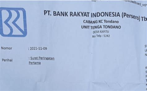 Detail Surat Peringatan Bank Bri Koleksi Nomer