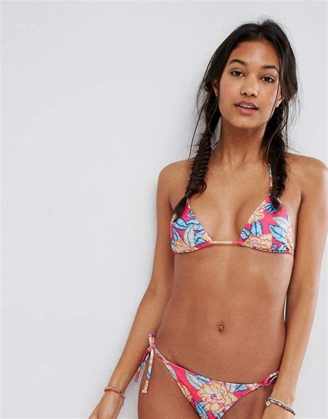 Asos Design Mix And Match Micro Triangle Bikini Top In Carnival Floral