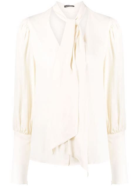 Wandering Puff Sleeve Pussy Bow Blouse Neutrals Farfetch Uk