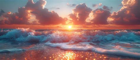 Serene Sunset Rhythms Ocean Waves And Sky Symphony Concept Sunset