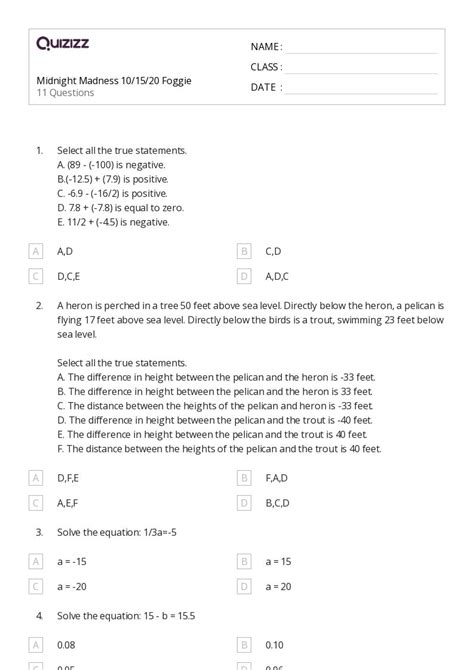 50 Multi Digit Numbers Worksheets For 7th Grade On Quizizz Free And Printable