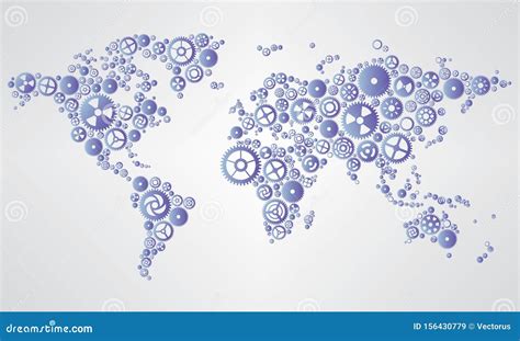 Abstract Blue Gears World Map Stock Vector - Illustration of design, travel: 156430779