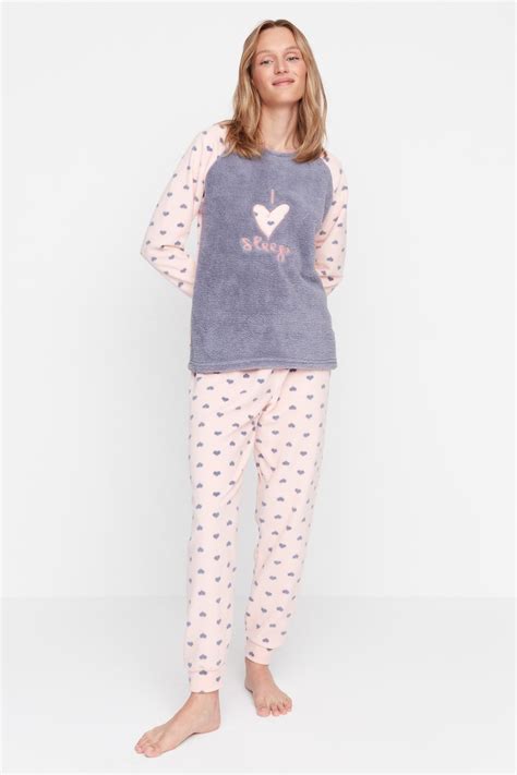 Trendyol Collection Pajama Set Gray Plain Trendyol