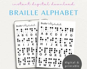 Printable Braille Alphabet Chart Etsy