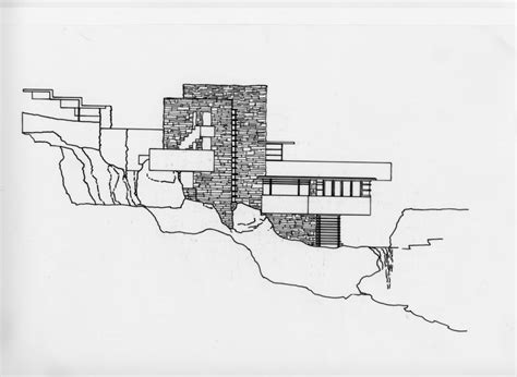 West Elevation Showing Cantilevered Floors And Terraces Ink On Mylar