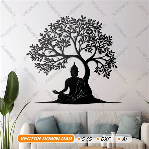 Buddha Under Tree Laser Cut File | Wall Art | SVG, AI, DXF | X-Creation ...