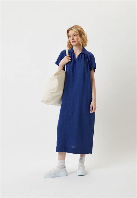 Платье UNIQLO из смесового льна, цвет: синий, RTLACB634601 — купить в ...