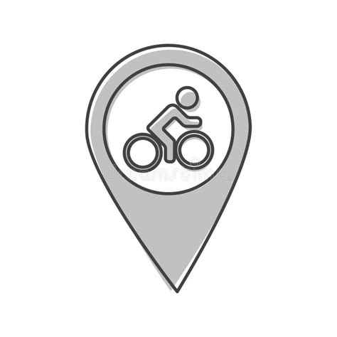 Vector Cyclists Parking Icon Pointer On The Map Cyclist Cartoon Style On White Isolated