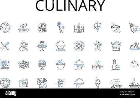 Culinary Line Icons Collection Delicious Cuisine Gastronomic Delight