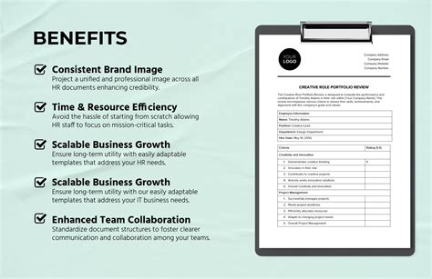 Creative Role Portfolio Review Criteria HR Template In MS Word