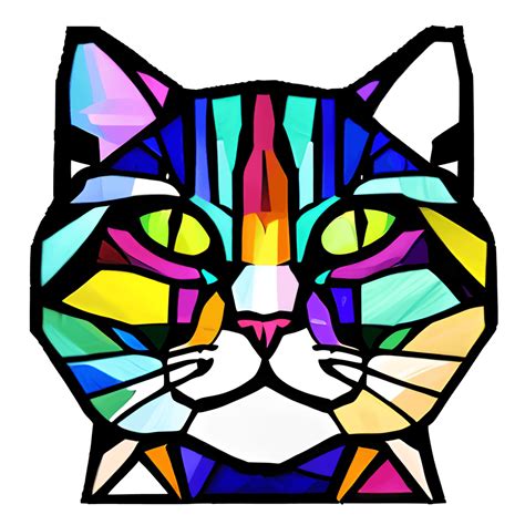 Colorful Stained Glass Cat Mosaic Portrait · Creative Fabrica