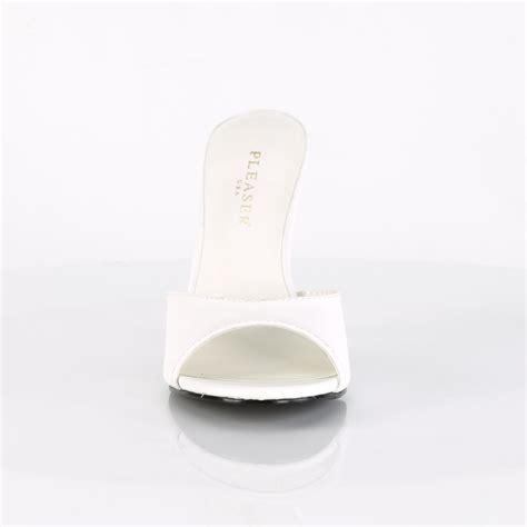 Pleaser Classique-01 in White Vegan Leather – Pleaser Shoes