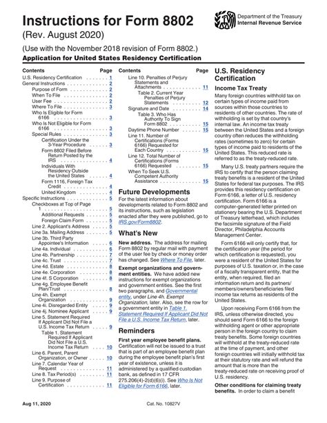 Download Instructions For Irs Form 8802 Application For United States