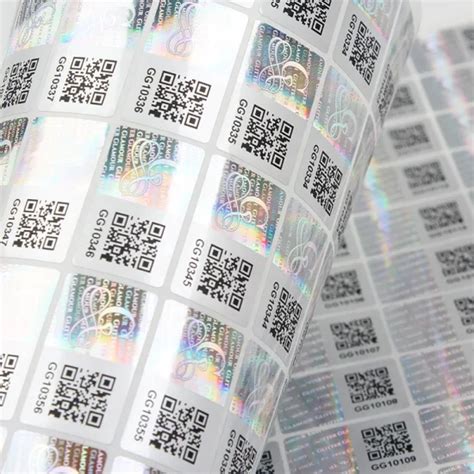 Qr Code And Serial Number Printing Adhesive Hologram Foiled Stickers