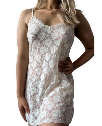 Smart Sexy Ivory Vintage Floral Lace Slip Dress Lingerie Nightgown Cottagecore Coquette XL