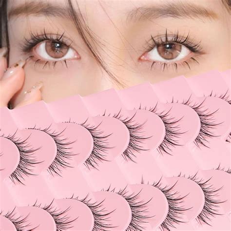 Outopen 10 Pairs Manga Lashes Natural Look False Eyelashes