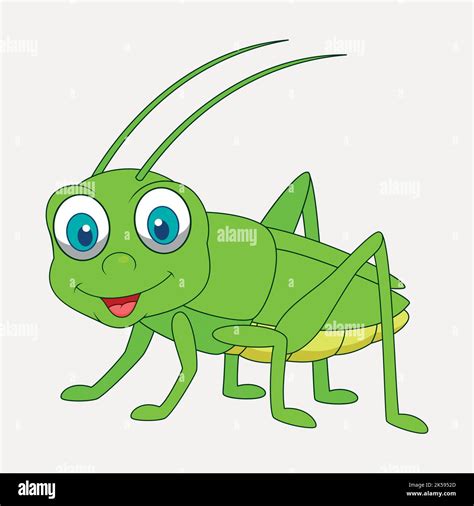 Smiling cricket clipart, animal cartoon illustration vector Stock ...