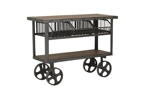 DecMode 48" x 36" Black Metal Industrial Rolling Cart 3 Basket Drawers ...