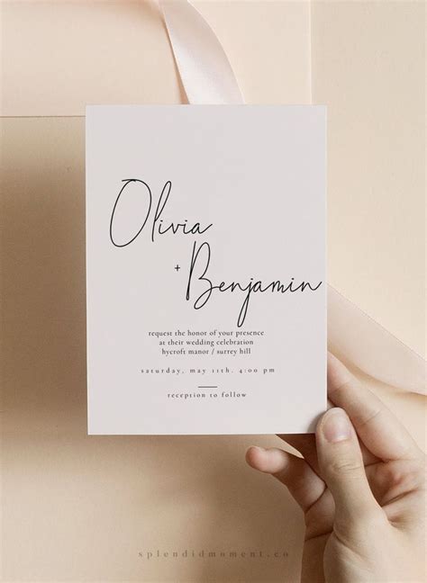 Modern Wedding Invitation Card Template, Editable Neutral Wedding Invitation Template, Printable ...