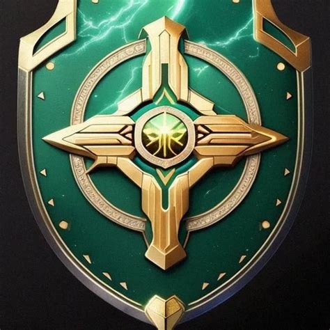 Ai Art Generator: Rune shield symbol green silver gold