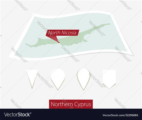 Curved Paper Map Northern North Nicosia Royalty Free Vector