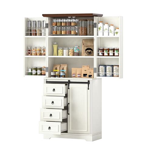 Lark Manor™ Farmhouse-Style Sliding Door Kitchen Pantry Cabinet with