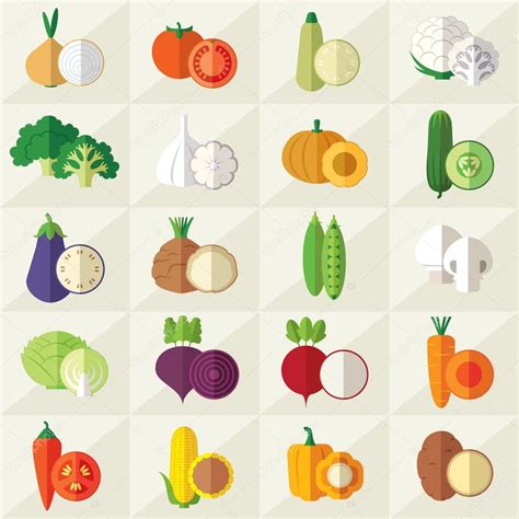 vegetables flat icons set vector stock vector  cmariabo