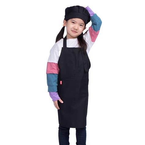 Alipobo Kids Apron And Chef Hat Set For Cooking Baking Painting