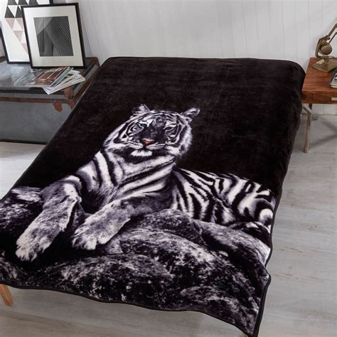 Dreamscene Faux Fur White Tiger Mink Throw Fleece Blanket Thick Warm 150x200cm Ebay