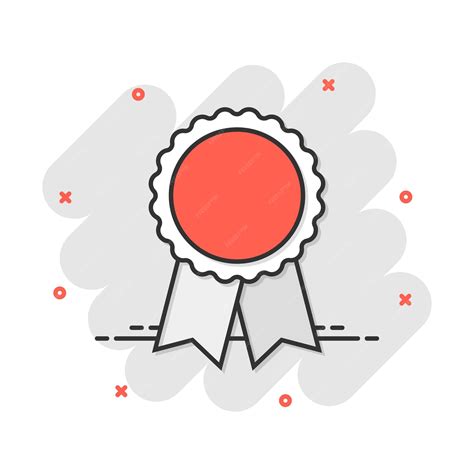 Векторный мультяшный значок с иконой ленты в комическом стиле Наградная ...