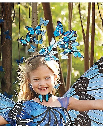 Blue Monarch Butterfly Headpiece Blue Butterfly Butterfly Wings Girl Costumes Halloween