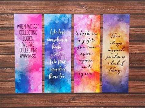 Watercolor Bookmarks Printable Bookish Bookmarks Book Quote | Etsy ...