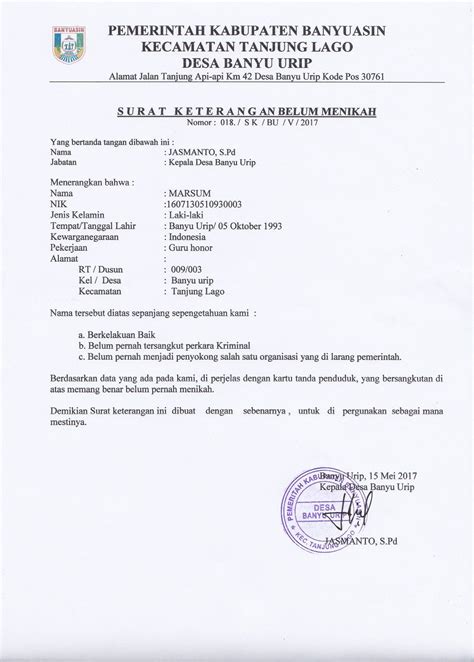 Detail Surat Keterangan Sudah Menikah Koleksi Nomer