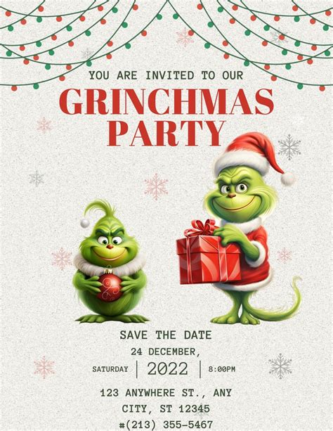 Grinch Editable Invitation Grinch Party Christmas Party Invite Buy