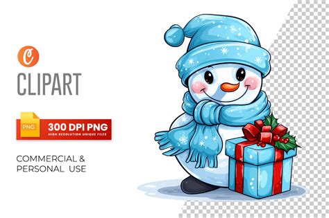 Watercolor Blue Snowman Clipart Image Graphic by Crafticy · Creative ...