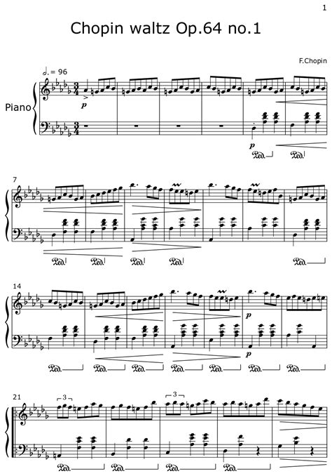 Chopin Waltz Op 64 No 1 Sheet Music For Piano