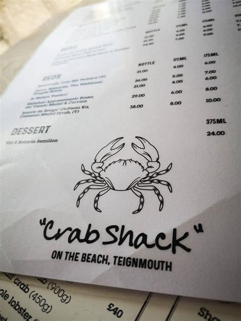 Menu At Crab Shack Restaurant Teignmouth