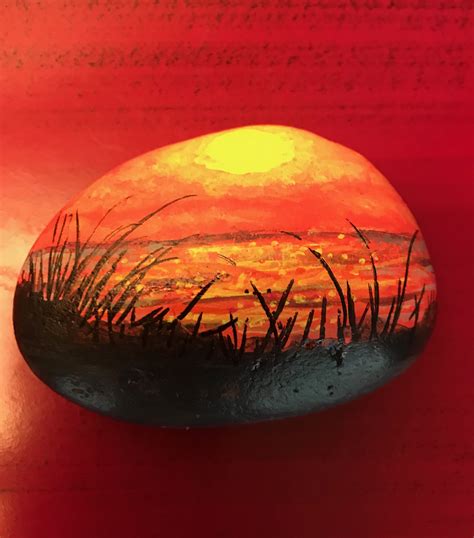 Sunset Rock Blending Paints To Create A Sunset On A Rock Artofit