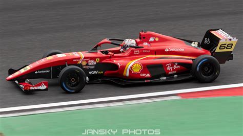 Mygale M21-F4 race car with a similar livery of Ferrari SF-24, driven ...