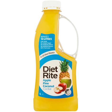 Diet Rite Apple Pineapple Coconut Cordial 1l Woolworths