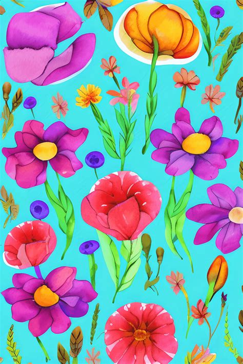 Cute Flower Sticker Watercolor Illustration · Creative Fabrica