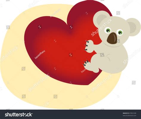 Cute Koala Hugging Heart Stock Vector (Royalty Free) 87853180 ...